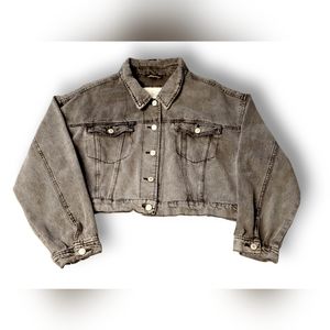 Ashley Vintage Jean Jacket Womens Xl grey Denim Midrift